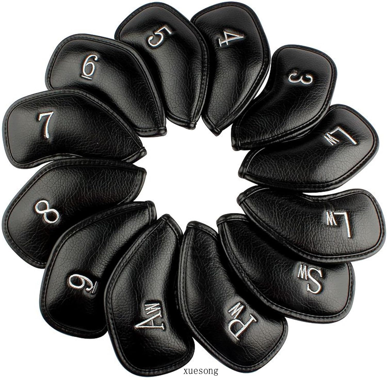 Xuesong Golf 12pcs Thick Synthetic Leather Golf Iron Head Covers Set Headcover Fit All Brands Callaway Ping Taylormade Cobra Etc