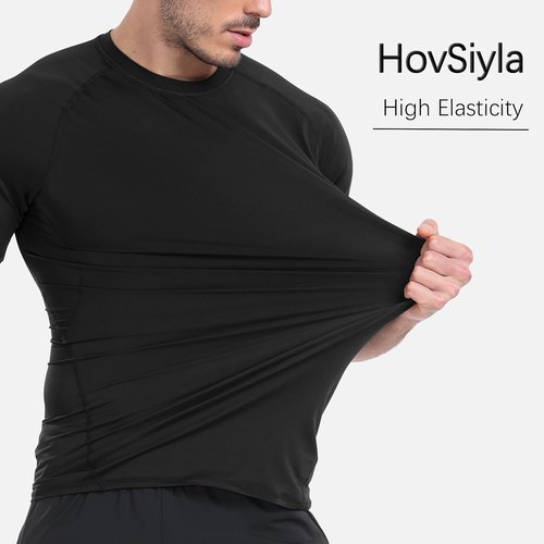 HovSiyla Men's Compression Shirt - Cool Dry Short Sleeve Athletic Baselayer | Perfect for Workouts