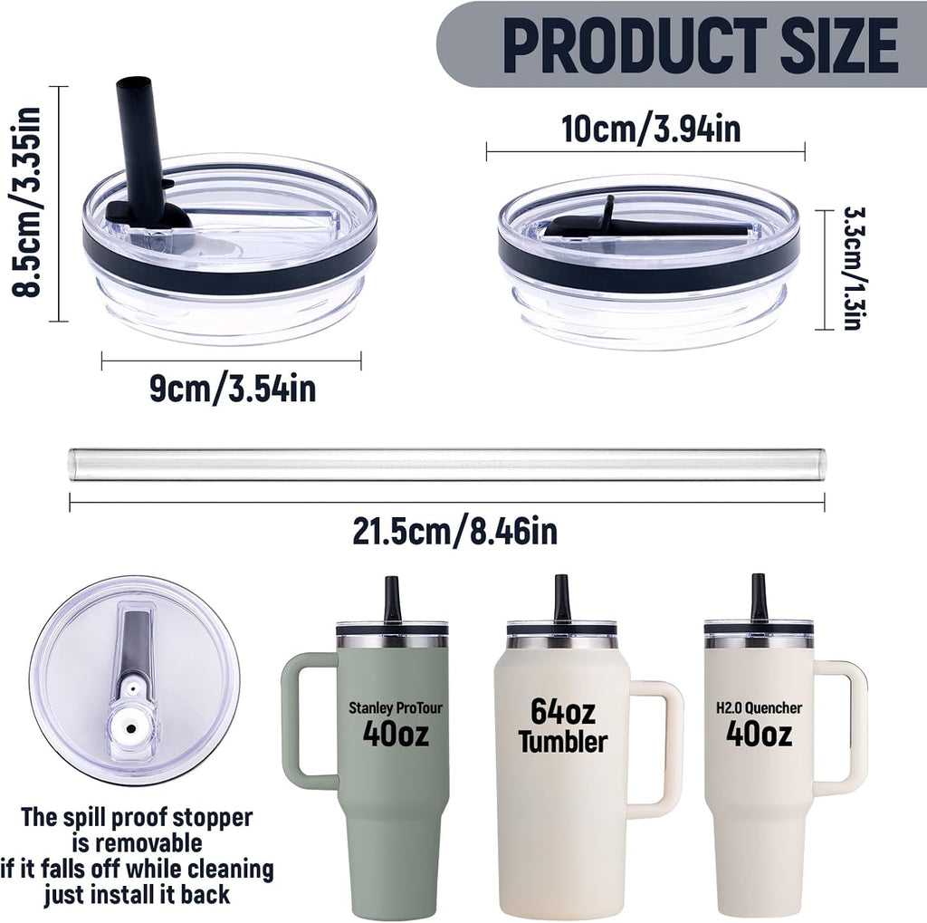 Stanley Replacement Lid - Leakproof Flip Straw Lid for 40 oz & 64 oz Tumblers | Black, 1-Pack