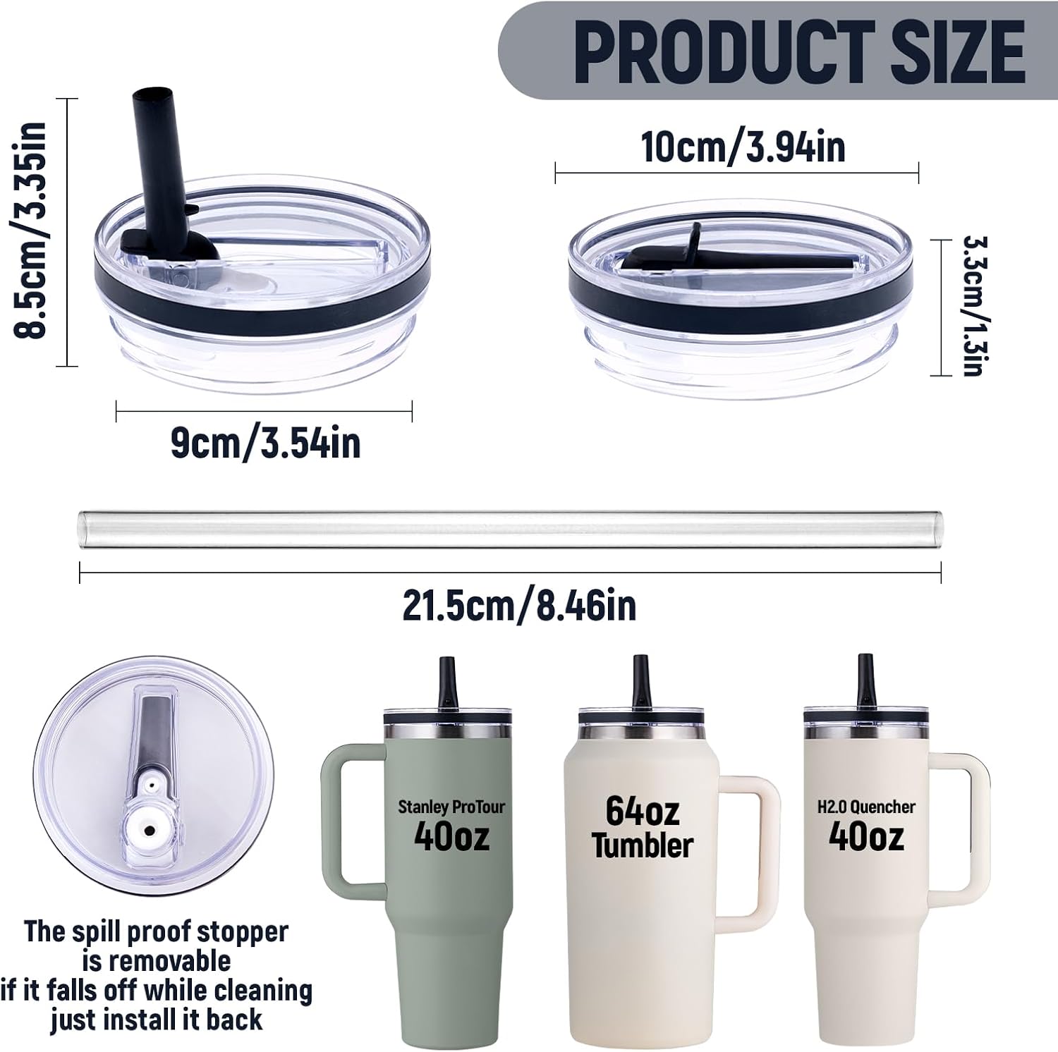 Stanley Replacement Lid - Leakproof Flip Straw Lid for 40 oz & 64 oz Tumblers | Black, 1-Pack
