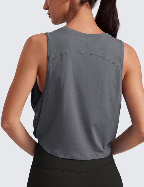 CRZ YOGA Pima Cotton Tank Tops for Women - Loose Fit Sleeveless Workout Shirts | Ideal for Yoga & Gym