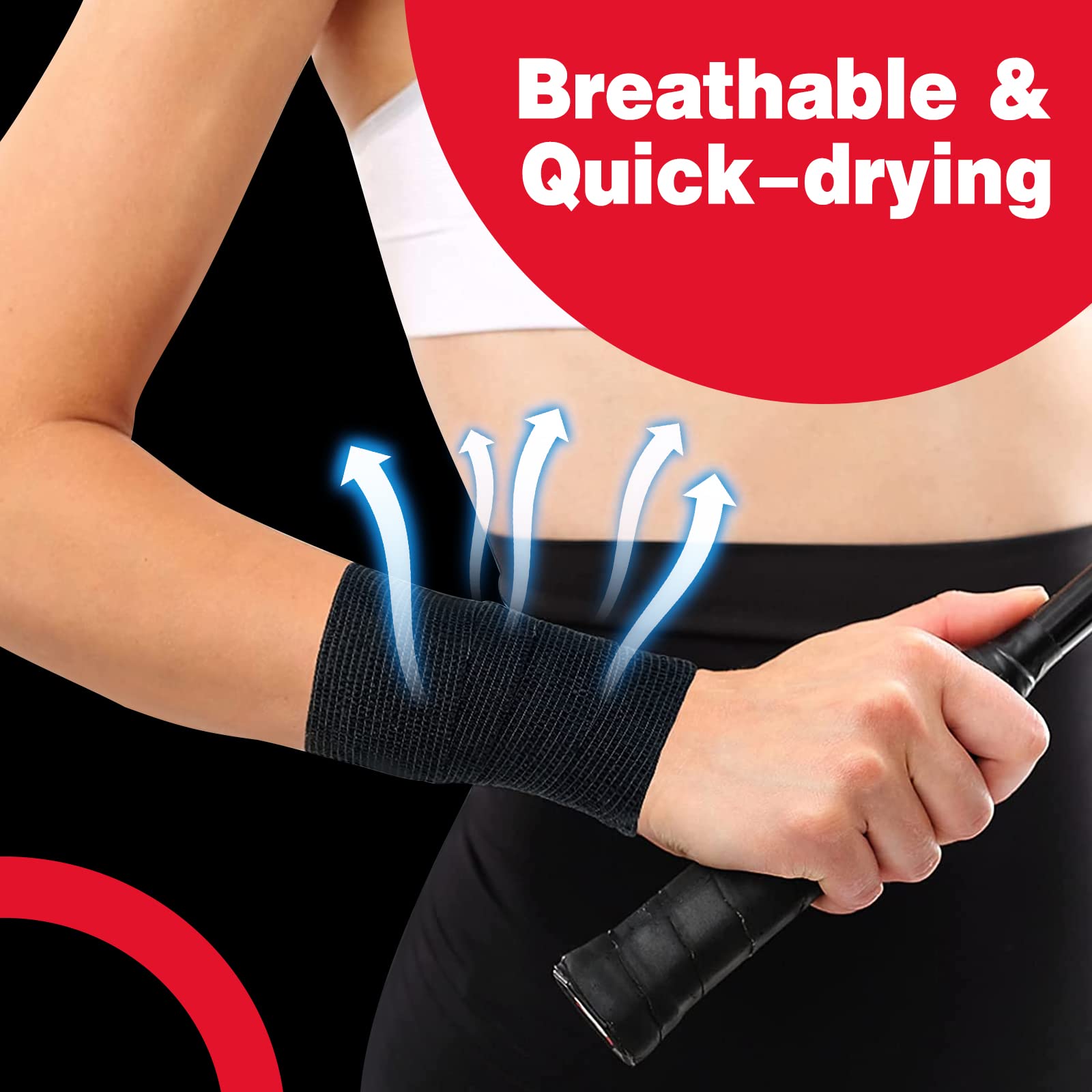 AZEN 80 Pack Self Adhesive Bandage Wrap Black, 2" X 5 Yards Black Athletic Tape, Vet Wrap, Tattoo Grip Tape Wrap，Ankle Tape, Cohesive Bandage Wrap