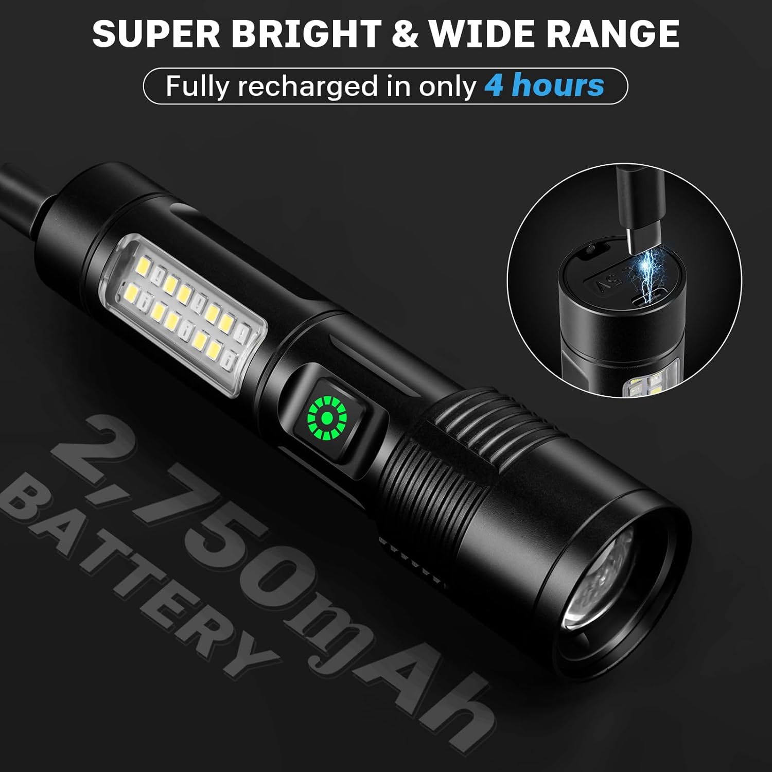 Skiennix Rechargeable Flashlights - 99,000 Lumens Super Bright LED | 6 Adjustable Modes for Home & Camping