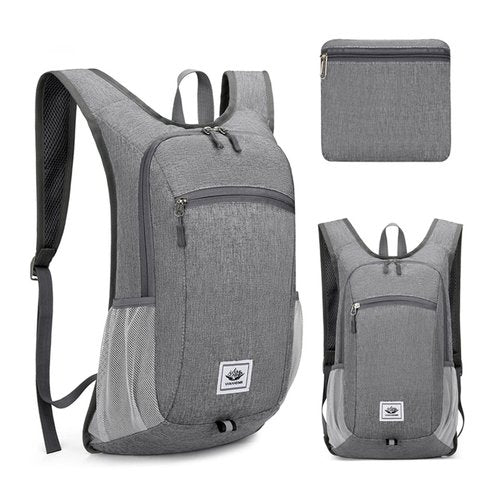 DOJUNS Hiking Backpack 15L Small Travel Backpack Lightweight Foldable Daypack Packable Camping Backpacks for Women Men (Gray)