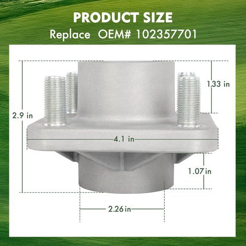 Dollate Aluminum Golf Cart Front Wheel Hub Assembly, Fit for Club Car DS and Precedent 2003.5-up and Tempo 2018-Up Gas & Electric Golf Carts, Replace OEM# 102357701（2 Pack）.