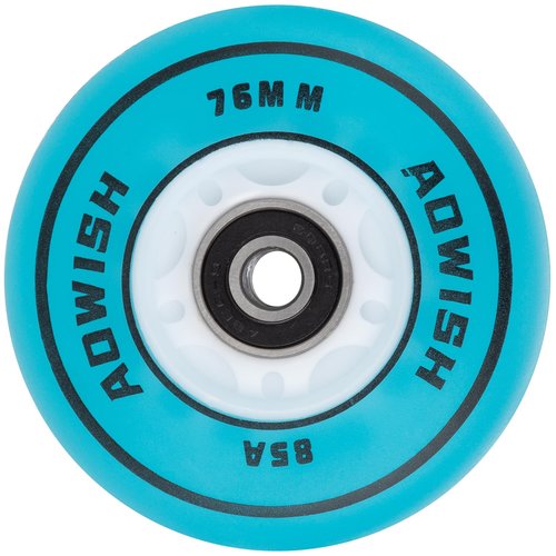 AOWISH Light Up Inline Skate Wheels, LED Roller Skate Wheels, Flash Luminous Roller Blade Replacement Wheel w/Bearings ABEC-9, 80mm 76mm 72mm, Blue Color, 4-Pack (76mm)