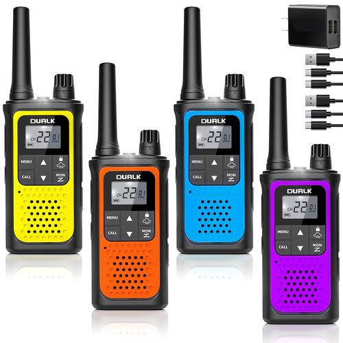 Rechargeable Walkie Talkies Long Range, 4 Pack Walkie Talkies for Adults NOAA Weather Alert, 2 Way Radio 22 FRS Channel with 1800mAh Li-ion Battery Charger USB-C Cable VOX for Hiking Cruises Camping