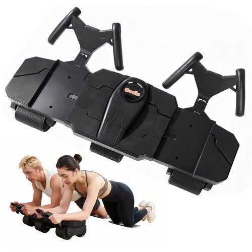 Ocdin Partner Ab Roller Wheel with Elbow Support- Two-Person Core Trainer, Stable Home Gym Equipment for Couples to Strengthen Core Muscles (Black)