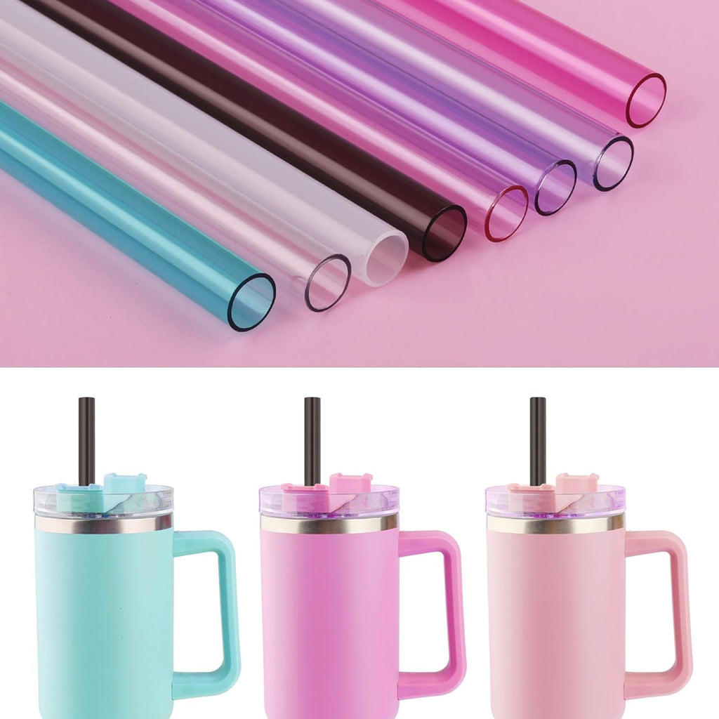 Stanley 6PCS Reusable Tritan Straws - Replacement Straws with Cleaning Brush for 40oz & 30oz Tumblers | Black