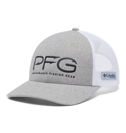 Columbia Unisex PFG Hooks Mesh Ball Cap, Cool Grey Heather/Black, Large/X-Large