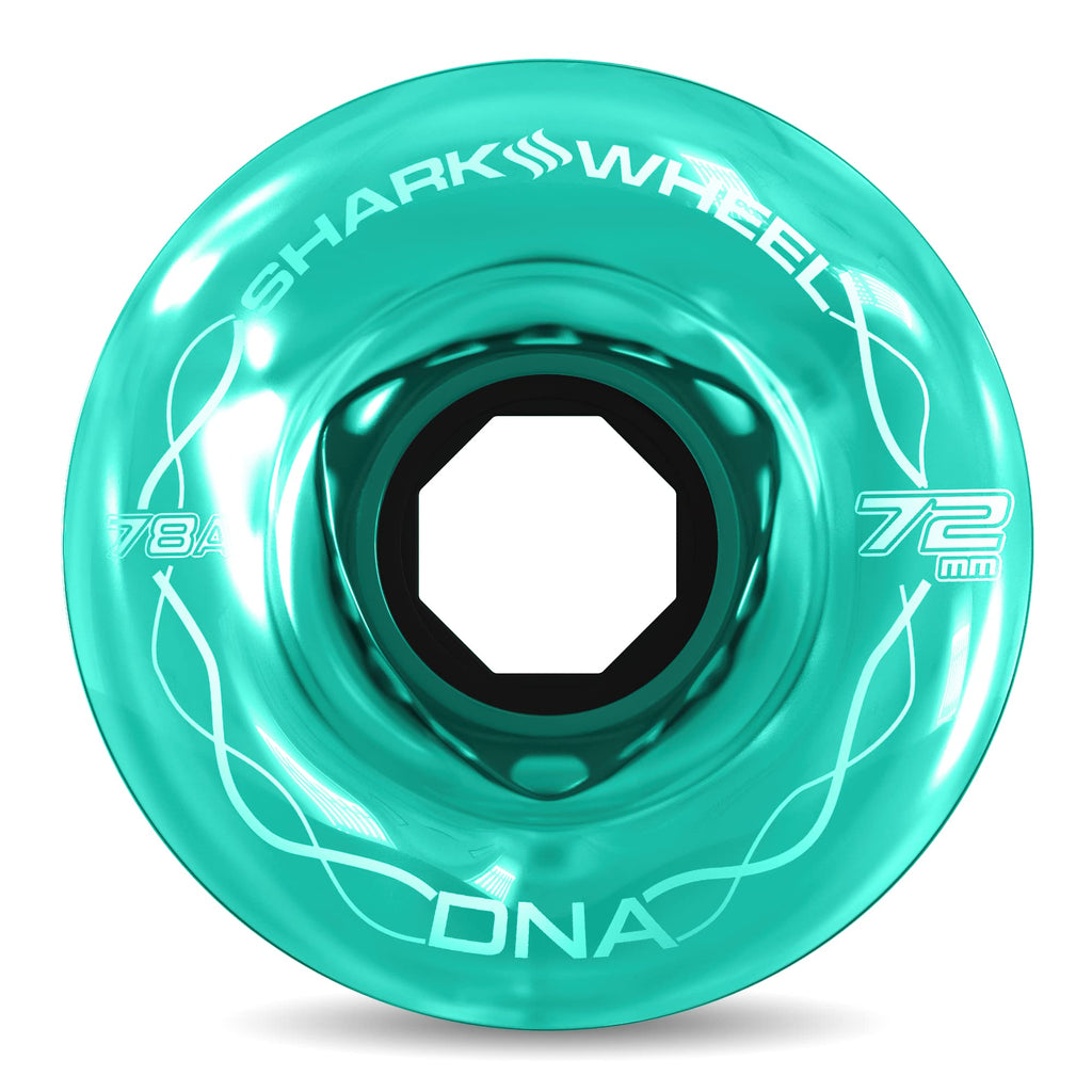 Shark Wheel 72mm 78a Longboard Cruising Wheels, DNA Formula, Set of 4 Wheels (.Transparent Emerald., 72mm)