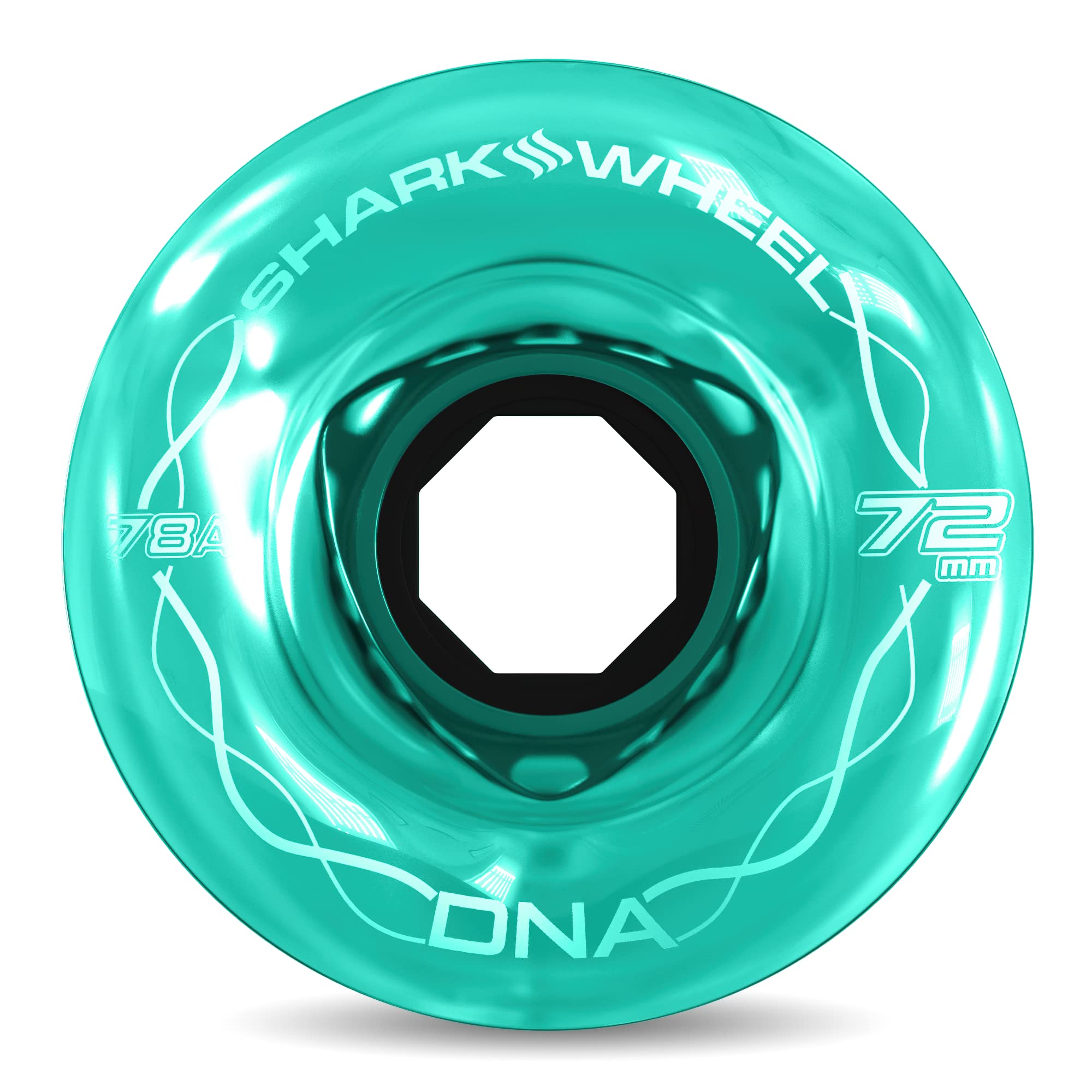 Shark Wheel 72mm 78a Longboard Cruising Wheels, DNA Formula, Set of 4 Wheels (.Transparent Emerald., 72mm)