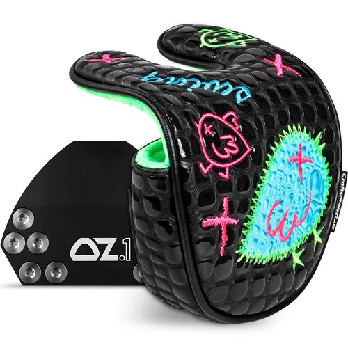 Craftsman Golf DF3 Putter Cover Golf Headcover Center Shaft Birdie Design OZ1 Headcover Mallet Putter Cover with Magnetic Closure for Driver Mid Mallet Putter Heel Shafted