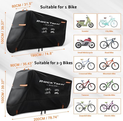Bike Cover - 300D Oxford Waterproof Heavy Duty Protection for Mountain & Road Bikes | Includes Storage Bag