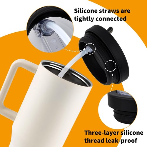 HydroJug Silicone Flip Straw Lid Replacement - Fits 32 oz Traveler Cup & Hydro Flask Tumblers - Black, Pack of 2