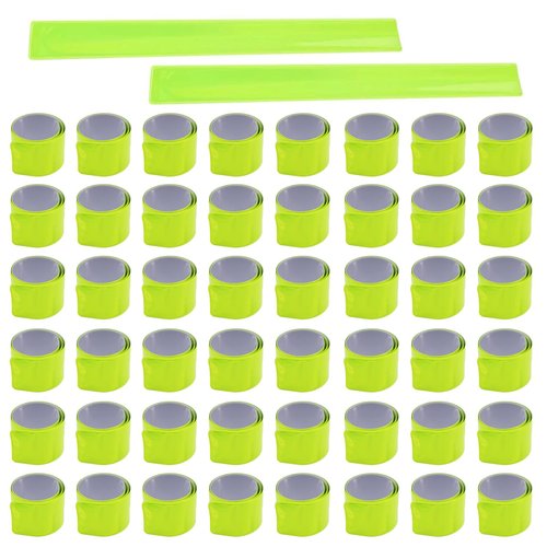 Ansycke 50Pcs Reflector Snap Bands, Fluorescent Slap Armbands Reflector Strips High Visibility Slap Safety Bands for Children Elderly Adults Boys and Girls Walking Cycling Running Jogging