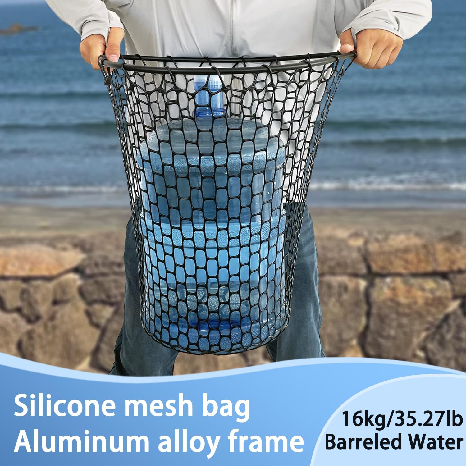 Telescoping Rubber Fishing Net - 64"/46" Long Silicone Landing Net for Kayak & Saltwater Fishing