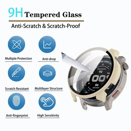 Qaerre [4-Pack] Screen Protector Case with Tempered Glass Compitible with Amazfit Balance 2 Smart Watch, Hard PC Case Screen Protector Cover Bumper Accessories for Women Men