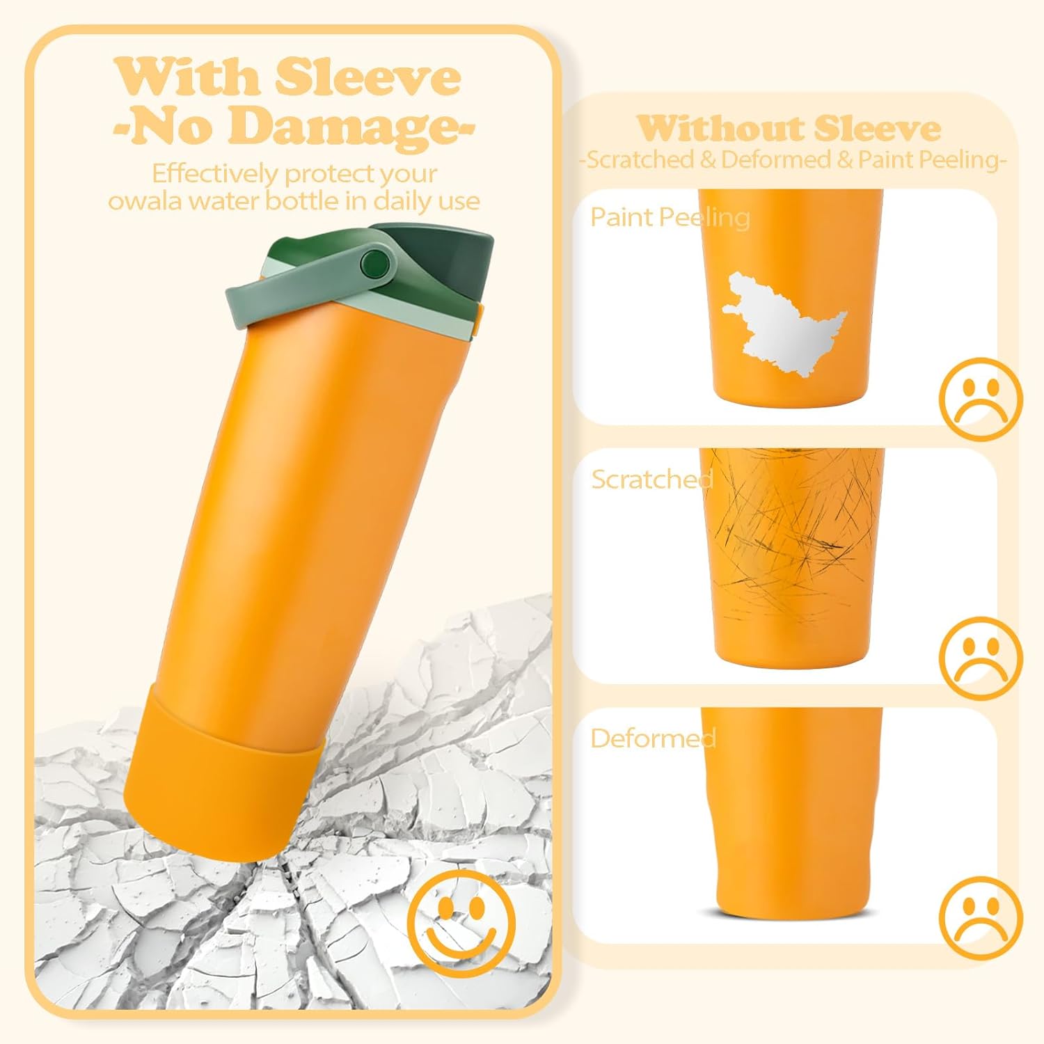 Owala Silicone Boot - Non-Slip, Scratch-Resistant Stability Enhancer for 30oz & 40oz Bottles | 12 Colors Available (Orange Grove)