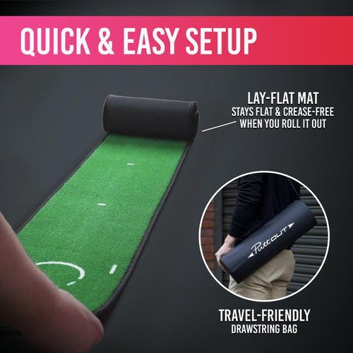 PuttOUT Slim Putting Mat - Perfect Your Golf Putting (7.9ft x 0.82ft)(Green)