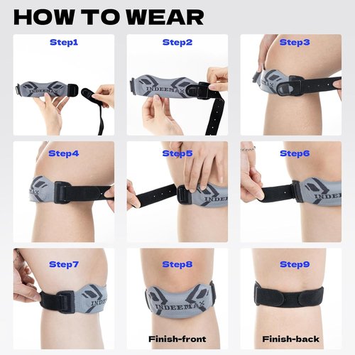 INDEEMAX Knee Brace - Patellar Tendon Support Strap for Pain Relief | 2 Pack, Pink