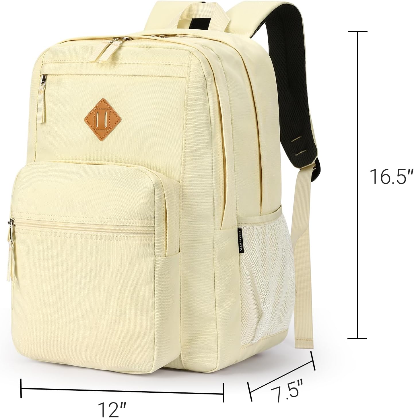 ZORFIN 26L Water Resistant Backpack for College and Travel - Stylish Beige Bookbag