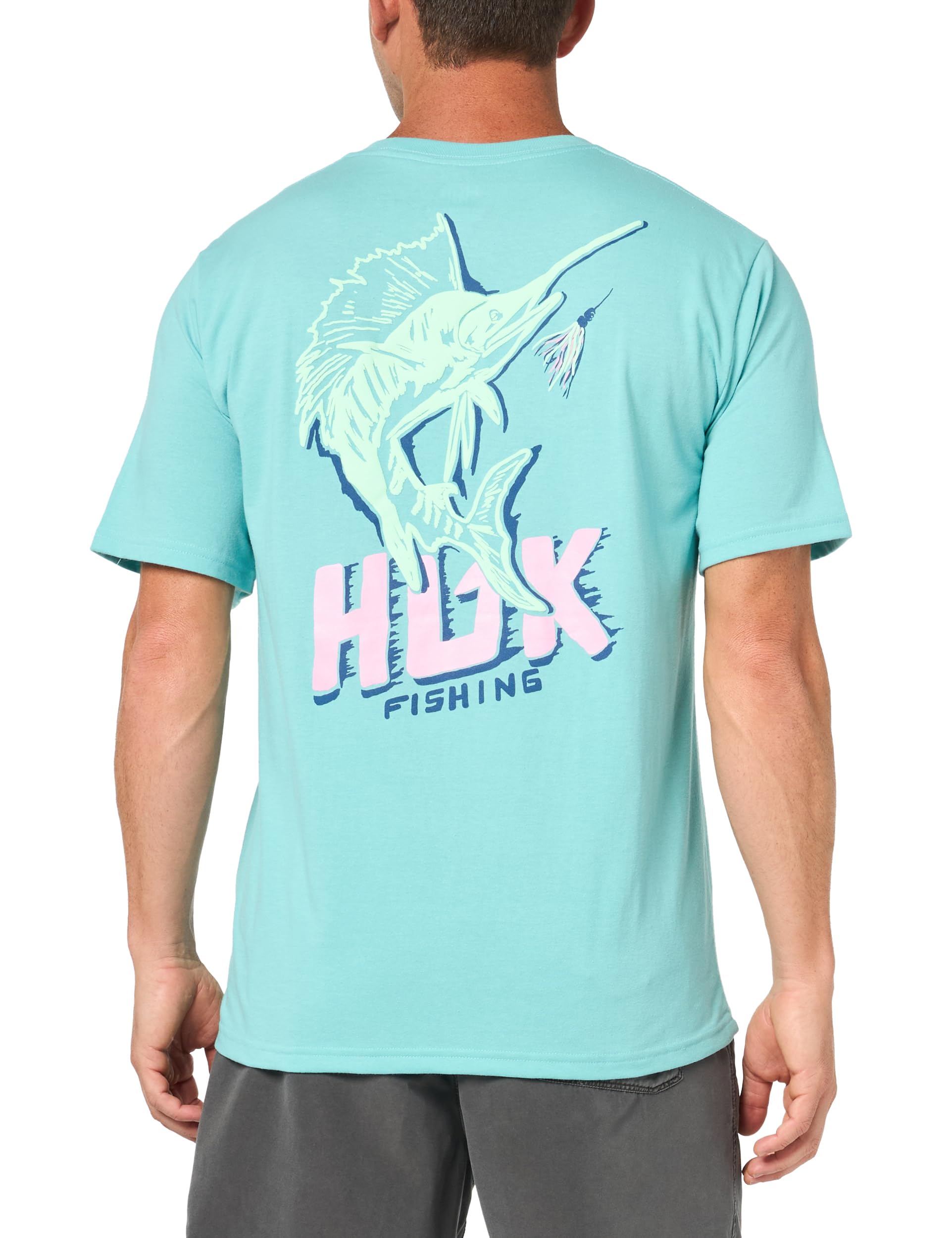 HUK Mens Fishing Graphic Tee, Performance Short Sleeve, Quick-Dry, Sail Bones - Marine Blue, XXX-Large