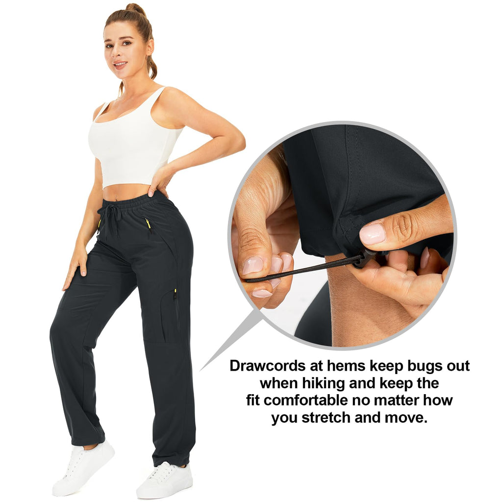 Womens Hiking Pants Quick Dry UPF 50 Lightweight Travel Golf Cargo Safari Pants Zipper Pockets,6608,Dark Grey,Petite XS