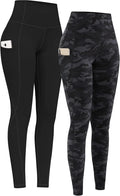 PHISOCKAT High Waist Yoga Pants - Tummy Control Leggings with Pockets | 4-Way Stretch, 2 Pack