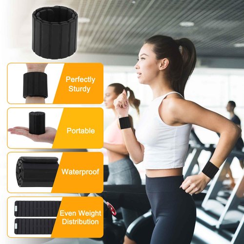 GLIDESMOOTH Wrist Weights, 1.1LB Each Stackable Magnetic, Adjustable Ankle Weights for Men & Women, Jogging/Yoga & More, Black
