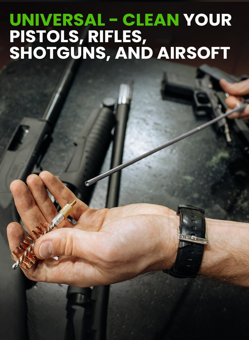 Universal Gun Cleaning Kit - Portable All-in-One Solution for Handguns, Rifles & Shotguns | Includes Stainless Steel Rods & Brass Jags
