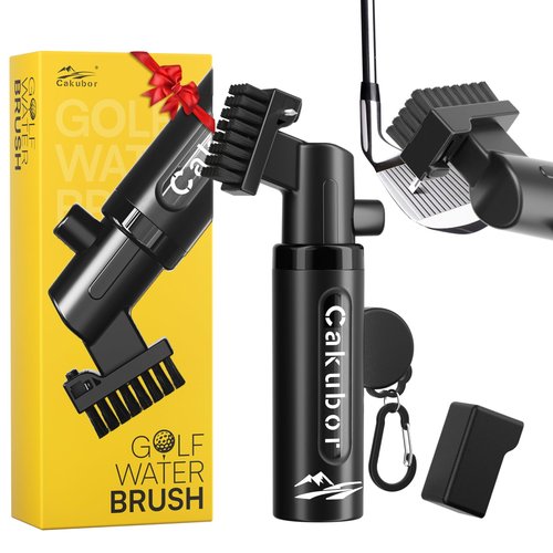 Cakubor Pro Golf Club Cleaner: 4oz Water Bottle with Groove Cleaner, Heavy-Duty Retainer Clip, Large Nylon Bristles for Deep Clean, Ergonomic Button Design, Essential Golf Accessories & Gifts for Men