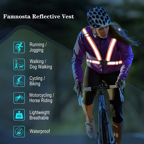 Famnosta Running Reflective Vest Gear 3 Pack Adjustable Safety Vest for Women Men High Visible Reflective Straps Vest for Running Cycling Motorcycling (Green,Gray,White)