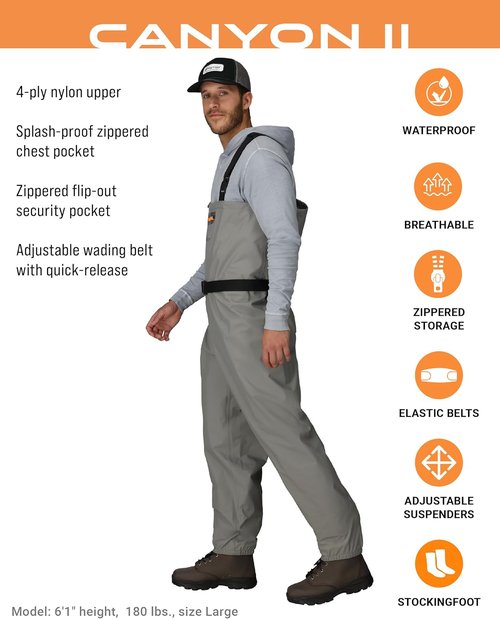 FROGG TOGGS Canyon II Waterproof Fishing Chest Wader - Breathable Stockingfoot Design