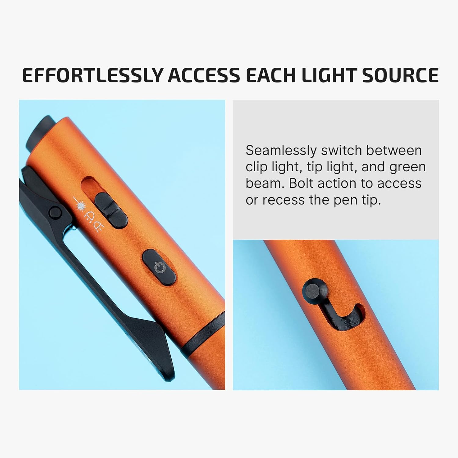 OLIGHT O'Pen 3 EDC Pen Light - 120 Lumens USB-C Rechargeable LED Flashlight | Green, Red & White Beam - Orange
