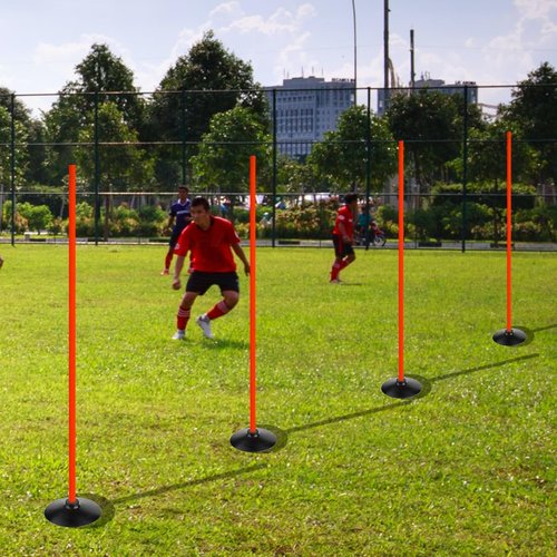 ASENVER Soccer Basketball Training Poles Detachable Agility Poles Training Equipment, Slalom Drill Speed Training Pole (6 FT Pack of 6, Orange)