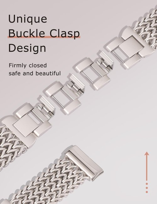 Minyee Metal Bands Compatible with Fitbit Versa 4/Sense 2/Versa 3/Sense Bands Women, Dressy Stainless Steel Mesh Multi-chain Designer Starlight Link Bracelet Wristband Replacement Strap for Versa 4/3