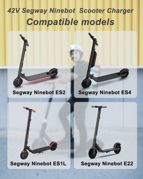 VHBW 42V RCA Scooter Charger for G30 G30P G30LP MAX G2 E3 Pro E3 DLX2 Pro, Compatible with Segway Ninebot Electric Scooter, 1.7A Charging Adapter, 8mm Round Plug with LED Indicator