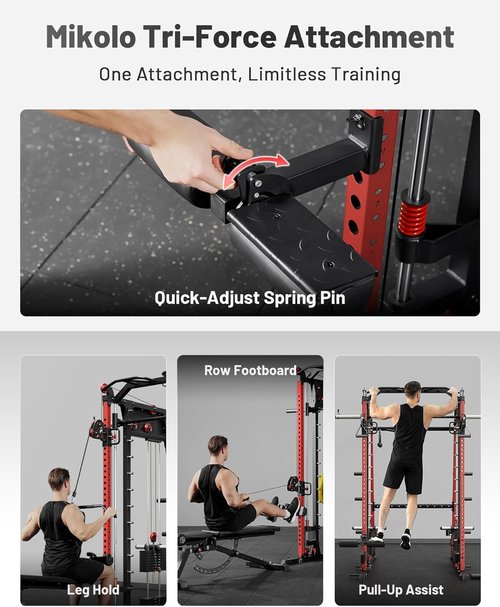 Mikolo M4 2.0 Smith Machine - All-in-One Home Gym Power Cage with LAT Pulldown & Cable Crossover