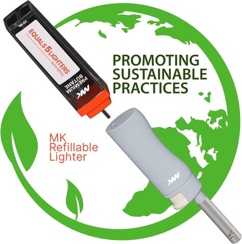 MK Candle Lighter - Butane Refillable Wind-Resistant Flame | 4-Pack for BBQ, Camping, Outdoor Use