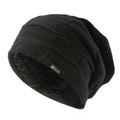 TOP-EX Winter Slouchy Beanies Hats for Men Big Head Merino Wool Knitted Skull Fleece Lined Long Stocking Ski Running Large XL XXL Black