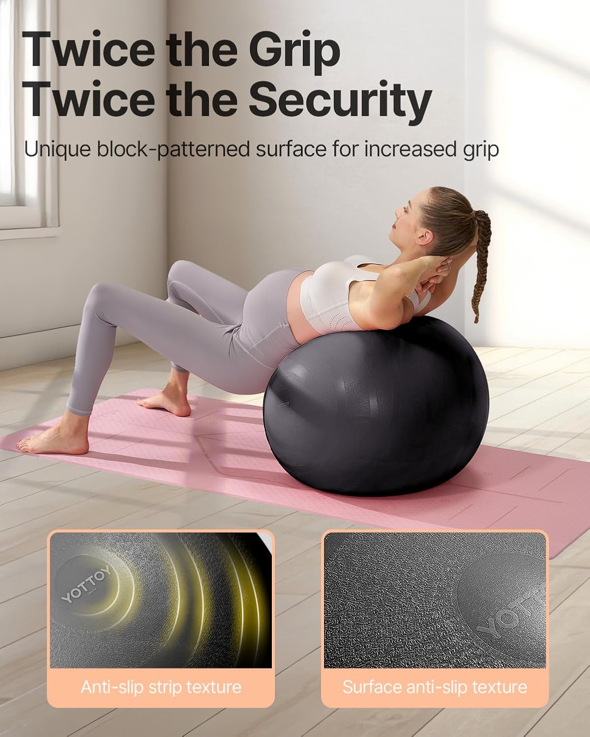 YOTTOY Pregnancy Ball - 1.8mm Thick Birthing Ball for Maternity Yoga & Exercise | Includes Pump