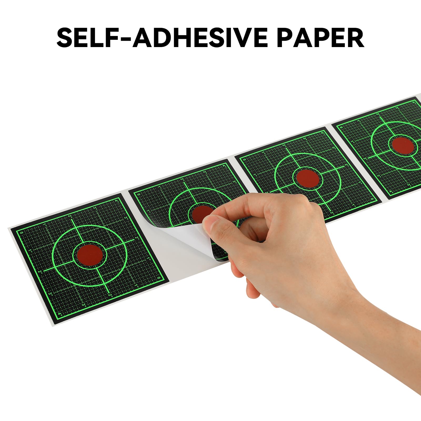 GearOZ Green Sight in Splatter Target Stickers 4" Reactive Paper Targets with Precision Location, 200PCS Adhesive Shooting Target, Dark Grid Bottom Line Calibration for BB Gun/Pellet Gun/Airsoft