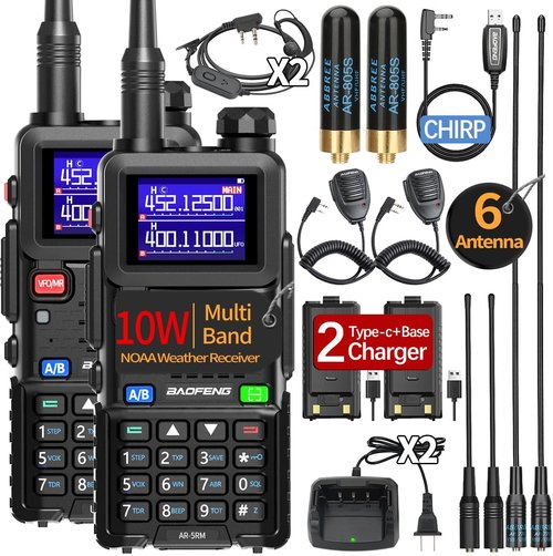 Baofeng AR-5RM Ham Radio | Long Range 10W Rechargeable Two-Way Radio with NOAA & USB-C Charging | 2 Pack