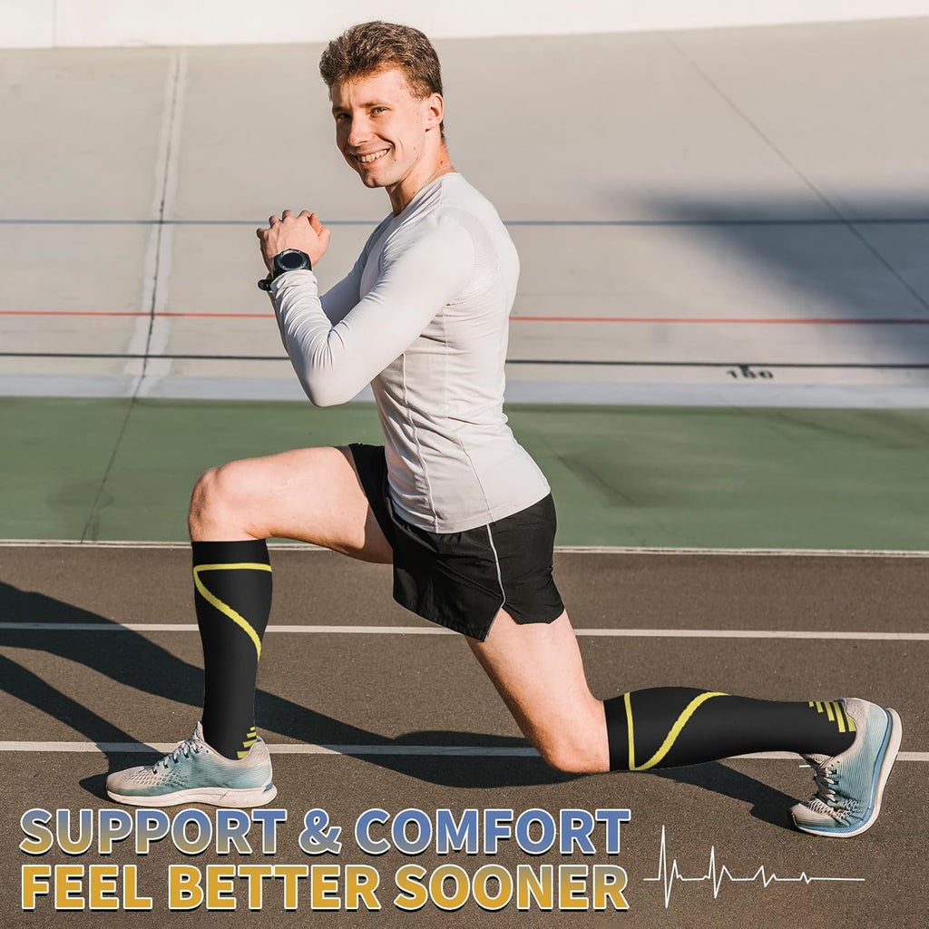Sooverki Copper Compression Socks - 8 Pack Knee High Stockings for Men & Women | 15-20mmHg Support for Running