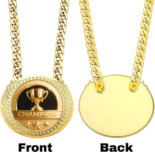 Greatest of All Time Turnover Chain - 6" Gold Medal Trophy Necklace for Sports Achievements