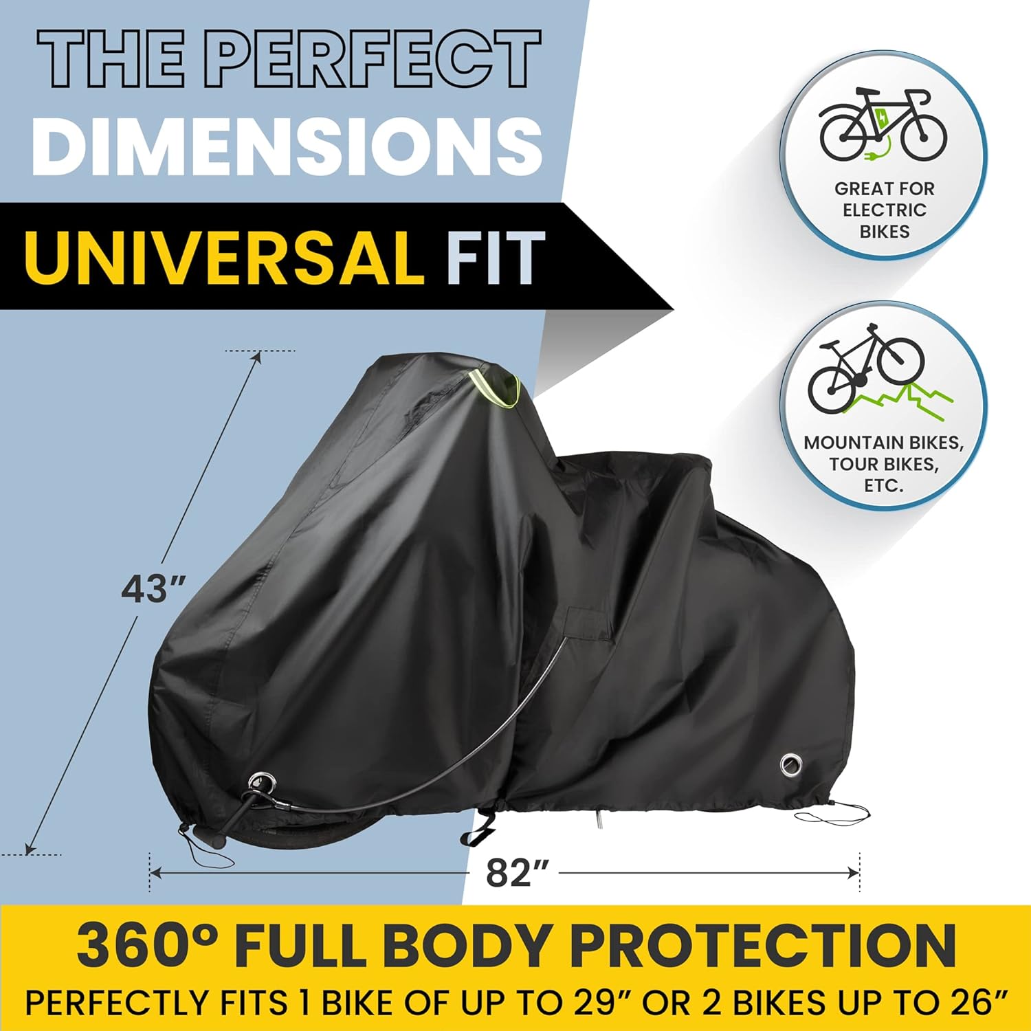 Skiennix Waterproof Bicycle Cover - Heavy Duty Ripstop Fabric for 1 or 2 Bikes | Anti-Theft Lock Holes