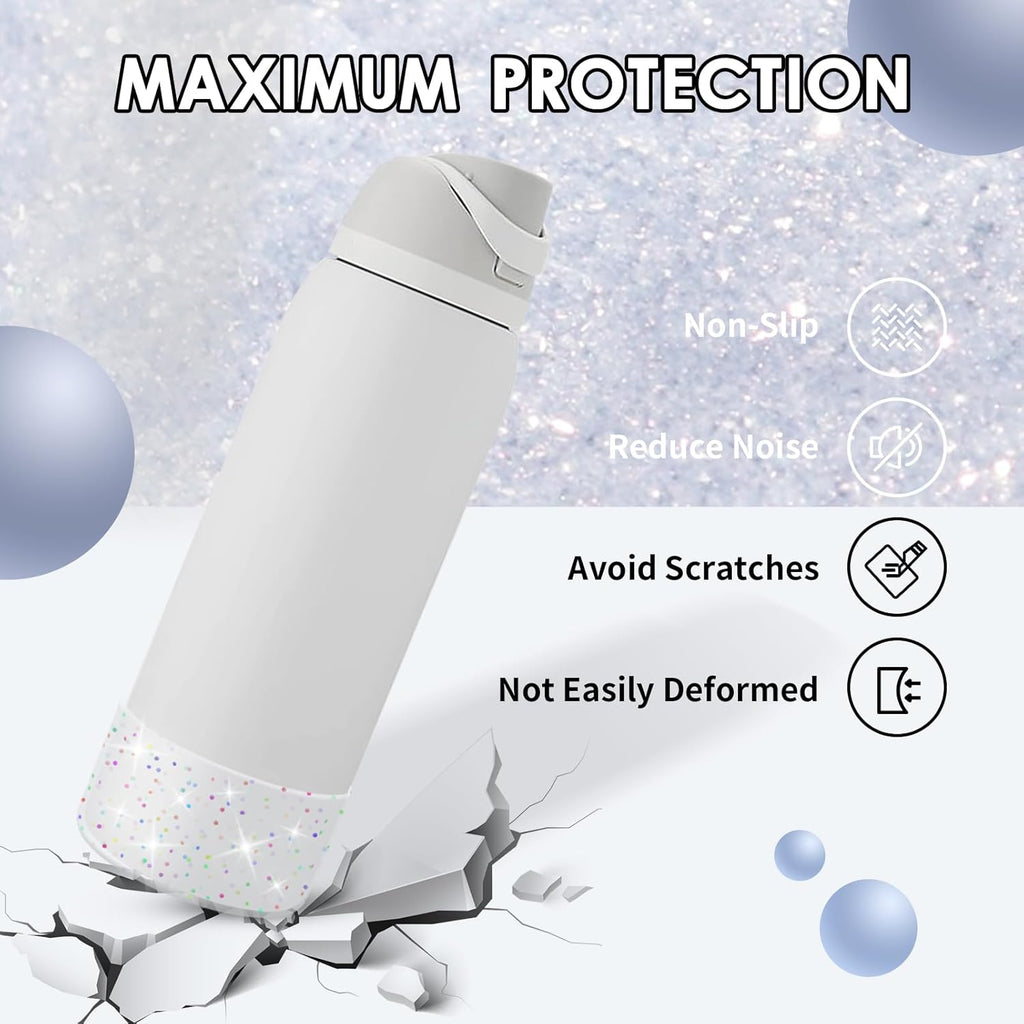 Owala Protective Glitter Silicone Boot - Bling Cup Sleeve for 24oz, 32oz, 40oz Water Bottles