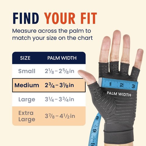 Dr. Frederick's Original Copper Compression Arthritis Gloves - Doctor-Developed Hand Pain Relief for Arthritis, Carpal Tunnel & Tendonitis - All-Day Comfort, Typing & Daily Use - Fingerless, Medium
