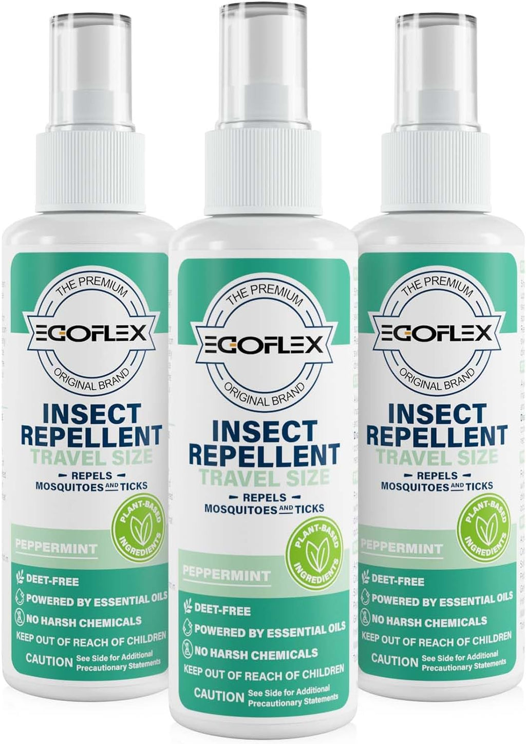 Skiennix Mosquito Repellent Spray - DEET-Free Travel Size Bug Spray | Natural Essential Oils, Peppermint Scent - 3 Fl Oz (3-Pack)